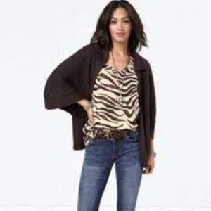 Cabi Repose Brown Open Front Cape Cardigan XS/S
